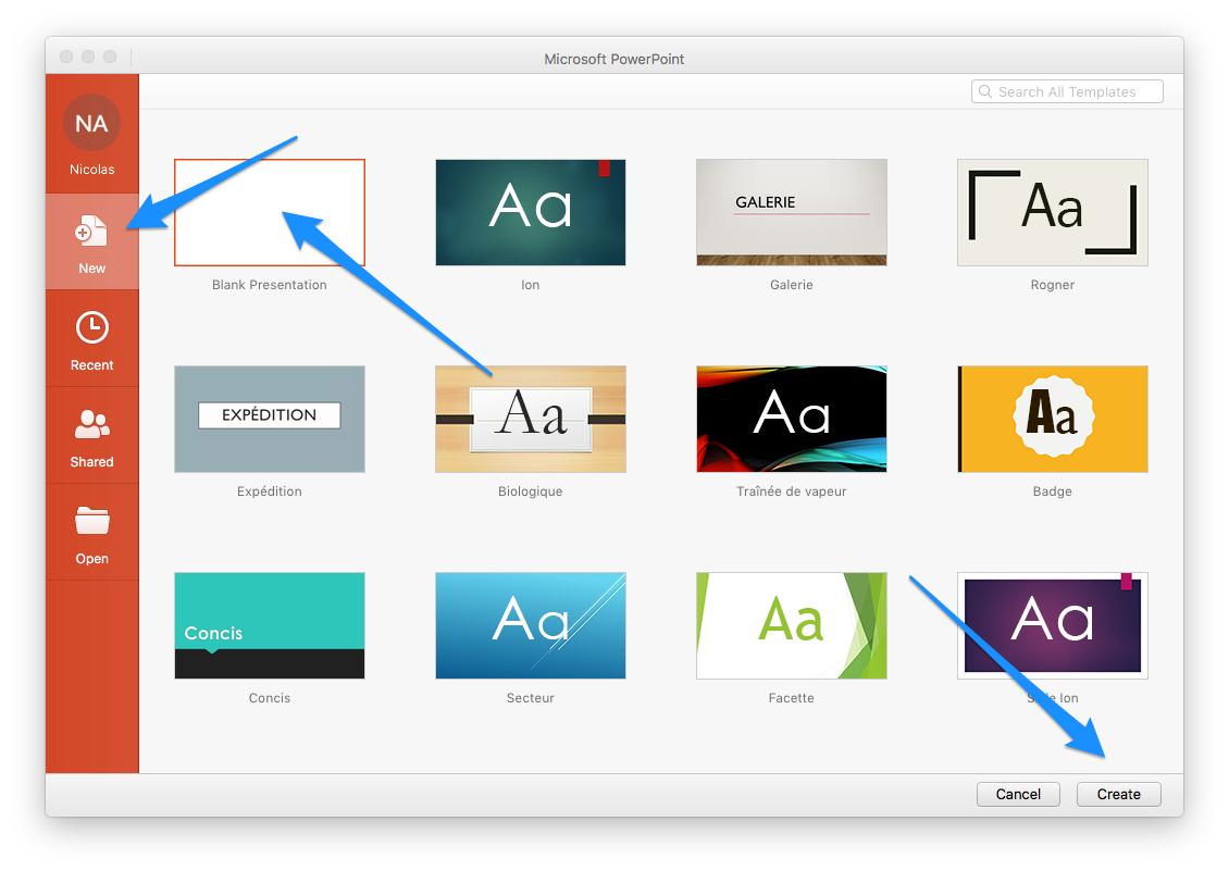 Create a blank presentation